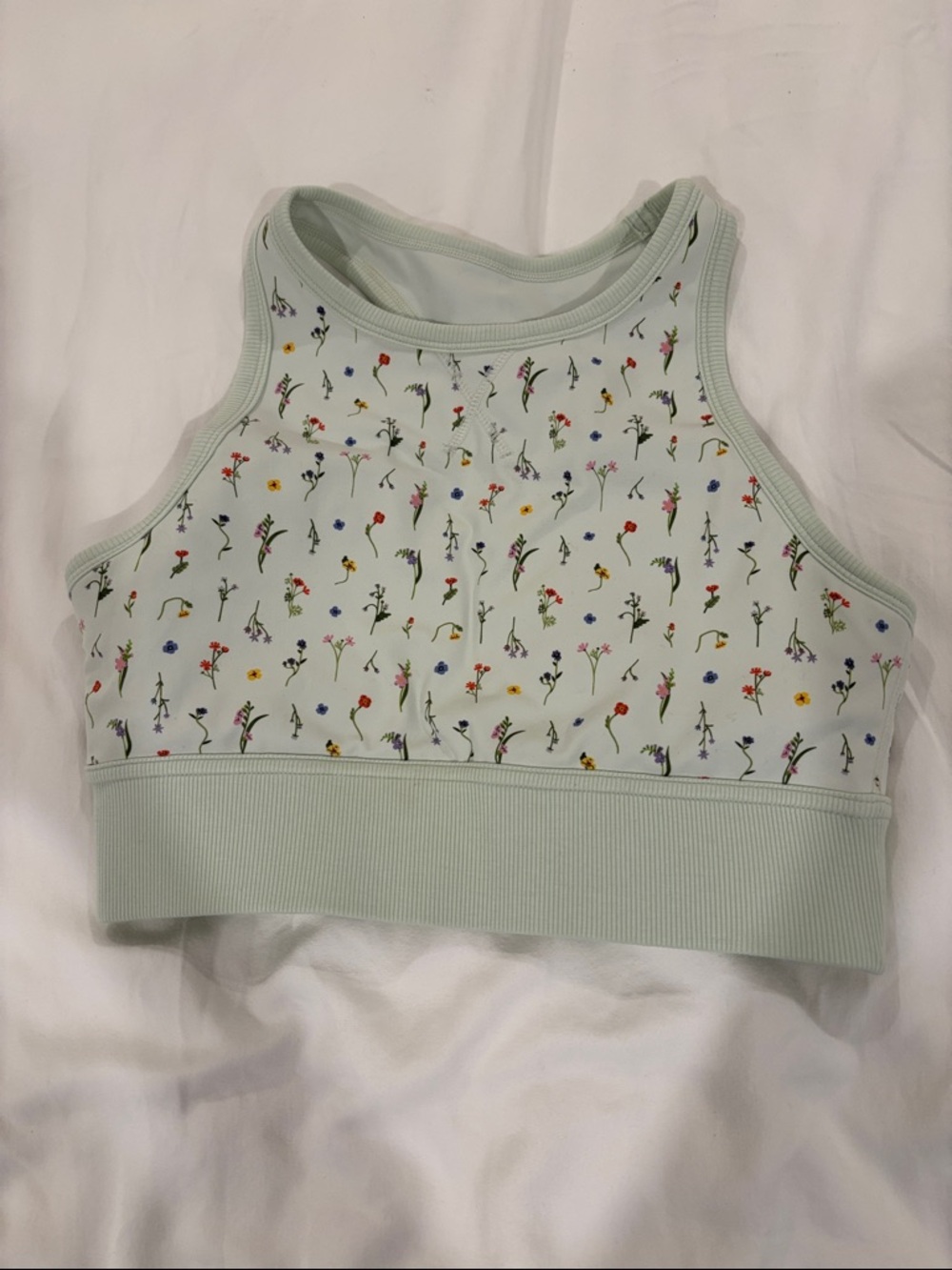 POPFLEX Mint Green Floral Sweat Sesh Crop Top